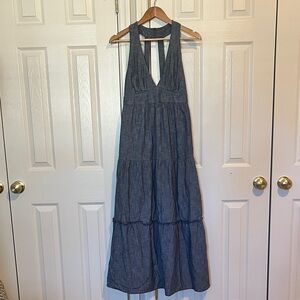 Blue Halter Maxi Dress
